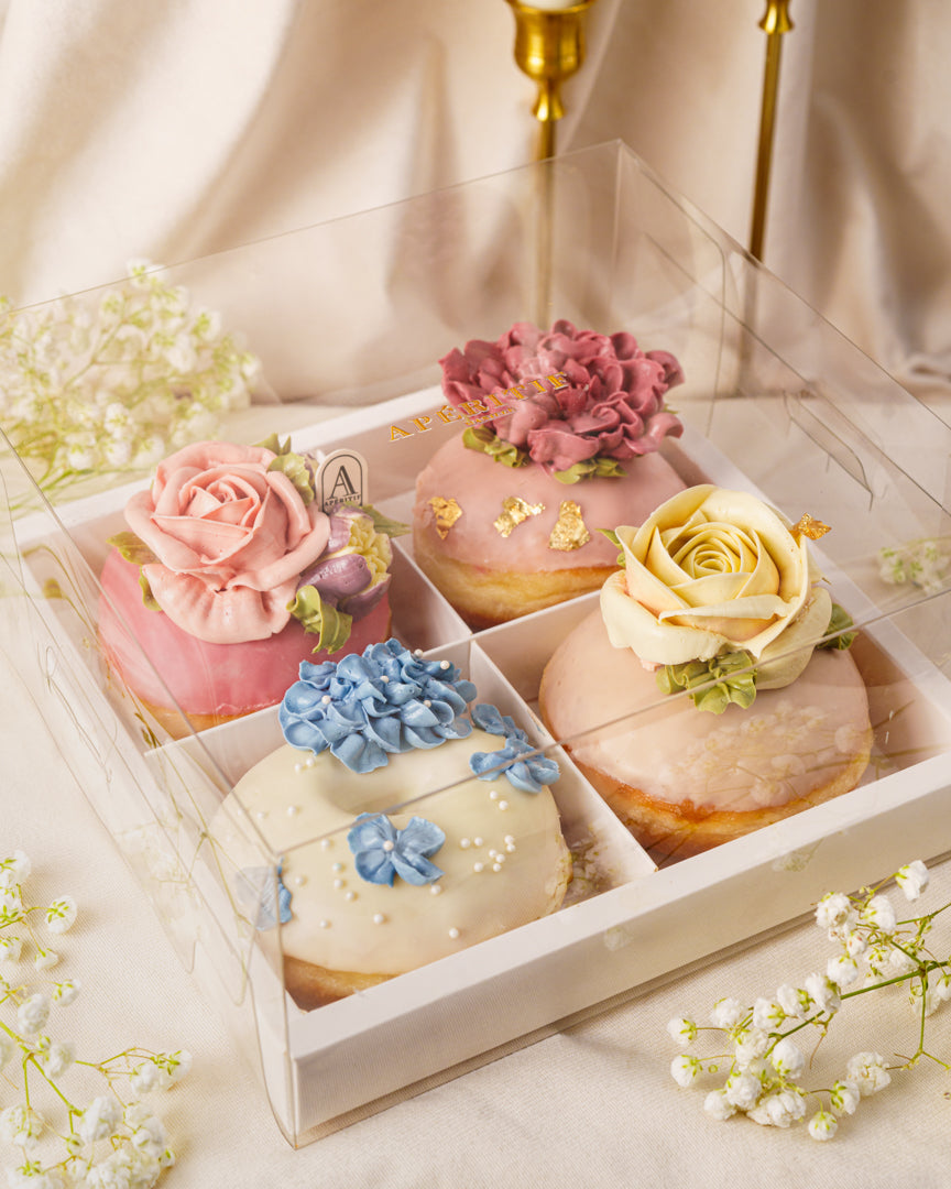 Floral Cream Donuts Box