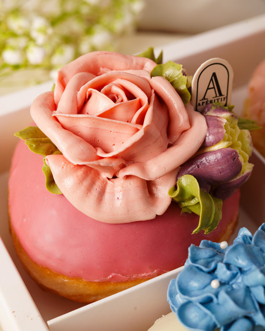 Floral Cream Donuts Box